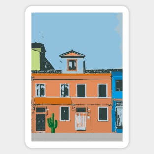 Town house with cactus Sticker